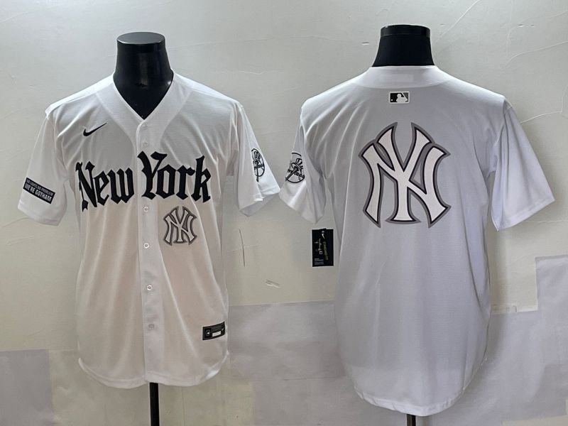 Men 2025 New York Yankees Blank White Five generations Joint Name Nike MLB Jersey style 86->new york yankees->MLB Jersey